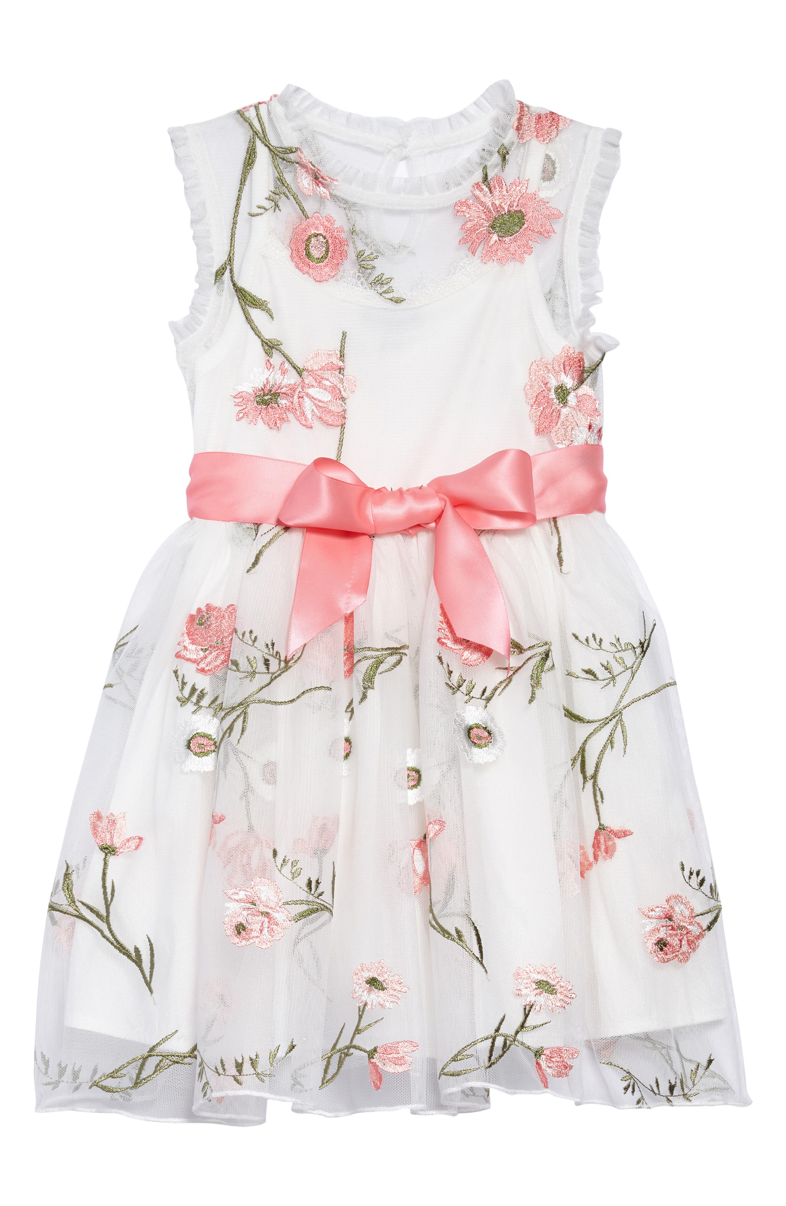 Zunie Embroidered Flower Dress (Toddler Girls, Little Girls & Big Girls