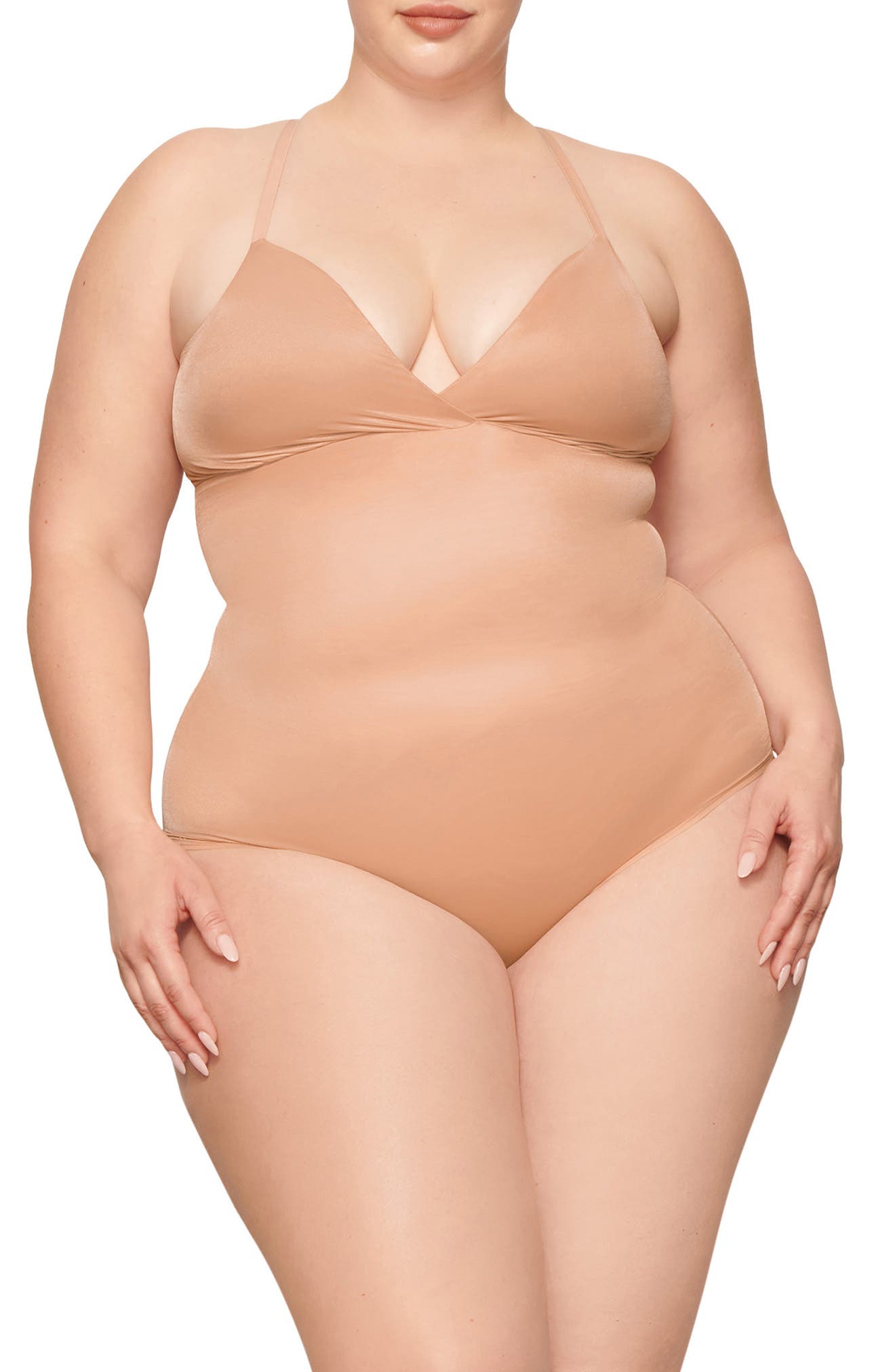 SKIMS Barely There Shapewear Briefs Bodysuit in Clay