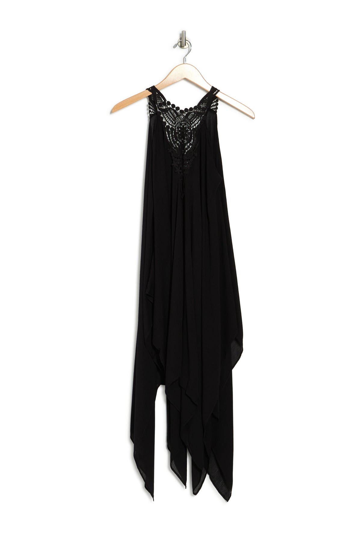 Accessory Street Lace Insert Solid Cover-up Dress In Black