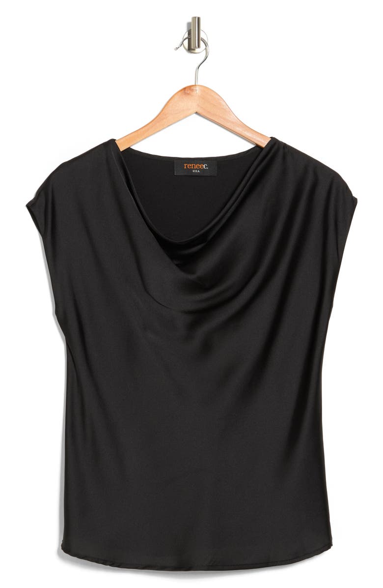 Renee C Cowl Neck Cap Sleeve Satin Top | Nordstromrack