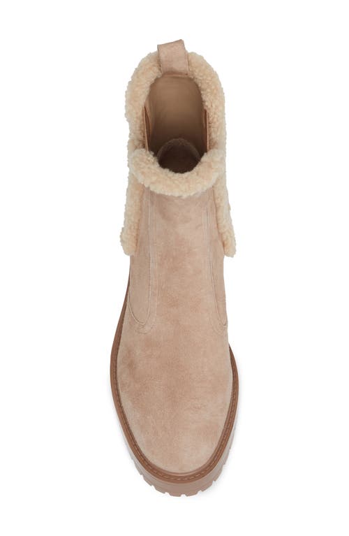 Shop Paige Bowie Genuine Shearling Trim Chelsea Boot In Light Tan