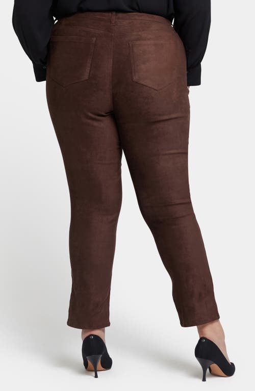 Nydj Sheri Slim Faux Suede Pants In Dark Chocolate