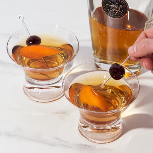 Viski Set Of 2 Raye Manhattan Glasses In Clear