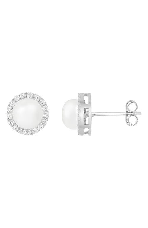 Splendid Pearls Halo Freshwater Pearl Pendant Necklace & Stud Earrings Set In White