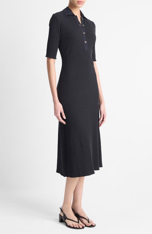 Shop Vince Cotton Blend Rib Midi Sweater Dress In Coastal