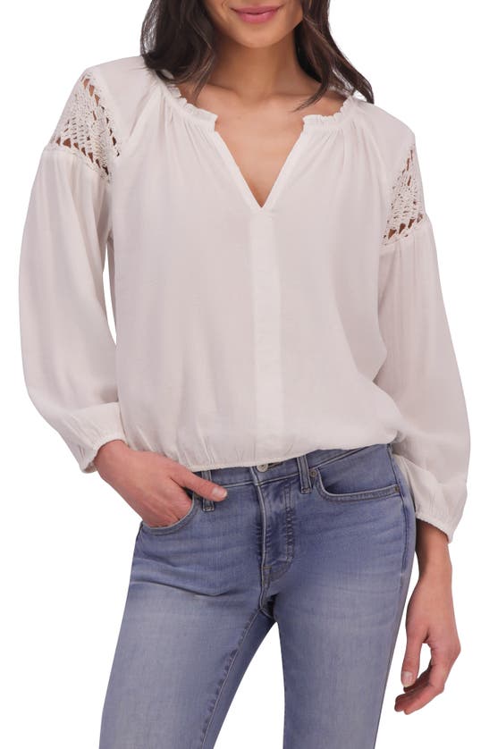 Lucky Brand Crochet Trim Top In White