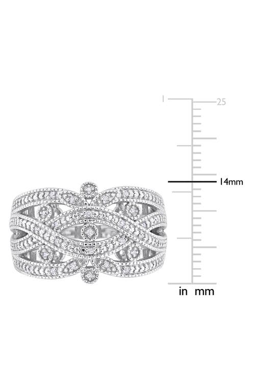 Delmar Sterling Silver Braided Diamond Band Ring -0.078 Ctw In Silver/white