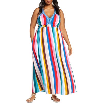 Plus Size Gibson X Hi Sugarplum! Santorini Adjustable Strap Maxi Dress, None