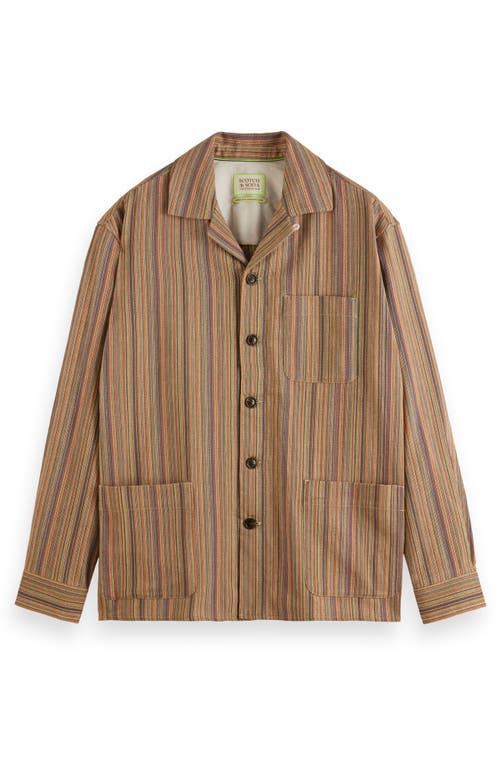 Scotch & Soda Multicolor Structured Shirt Jacket In Brown