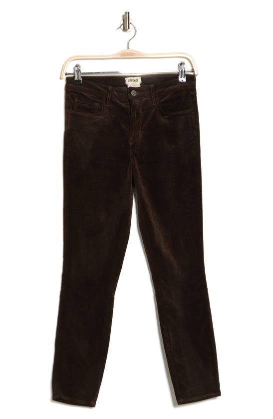 L Agence Margot Velvet Crop Skinny Jeans In Brown