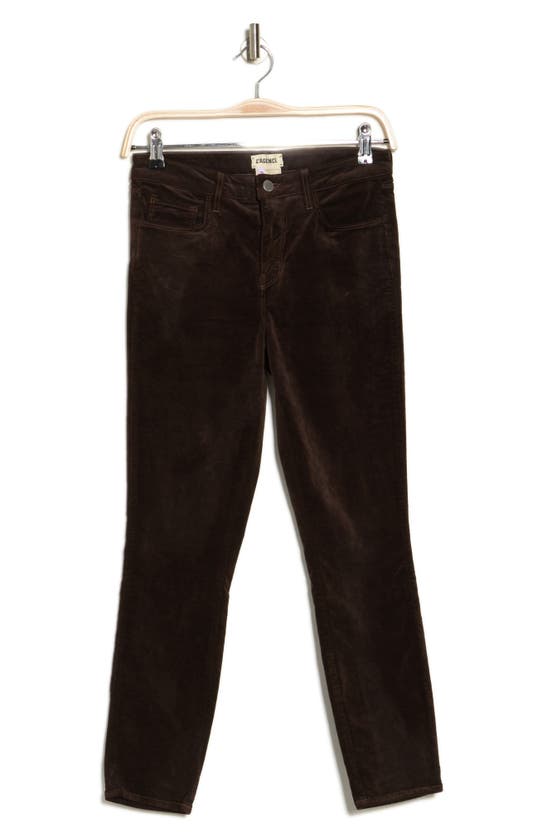 L Agence Margot Velvet Crop Skinny Jeans In Espresso