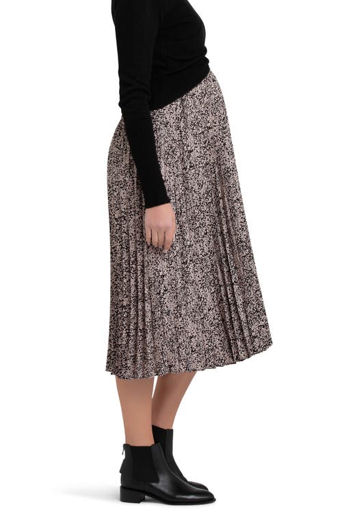 Shop Ripe Maternity Florence Pleated Midi Maternity Skirt In Black/dusty Pink