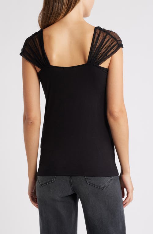 Shop Loveappella Mesh Dot Top In Black