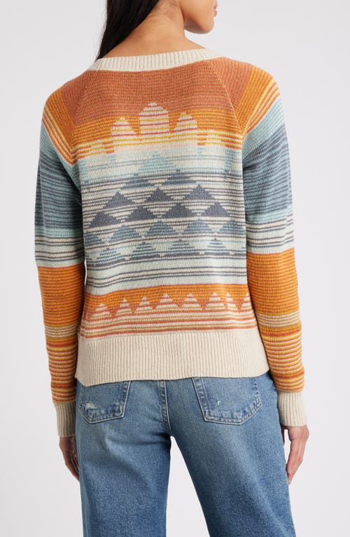 Shop Pendleton Jacquard Cotton Crewneck Sweater In Rust/blue Multi