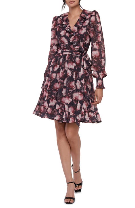Floral Long Sleeve Chiffon Wrap Dress (Nordstrom Exclusive)