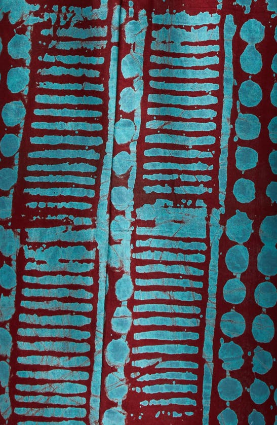 Shop Busayo Wande Abstract Print Sleeveless Cotton Maxi Dress In Dark Red