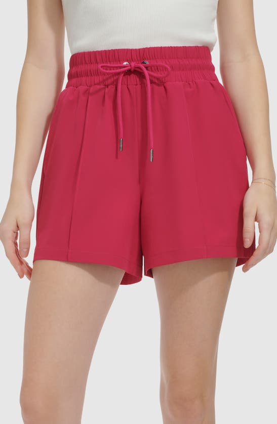 Shop Andrew Marc Lightweight Drawstring Shorts In Dragon Fruit