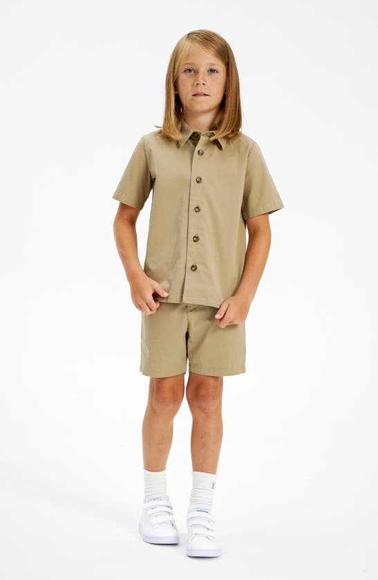 Shop The New Kids' Kristian Short Sleeve Cotton Button-up Shirt In Cornstalk