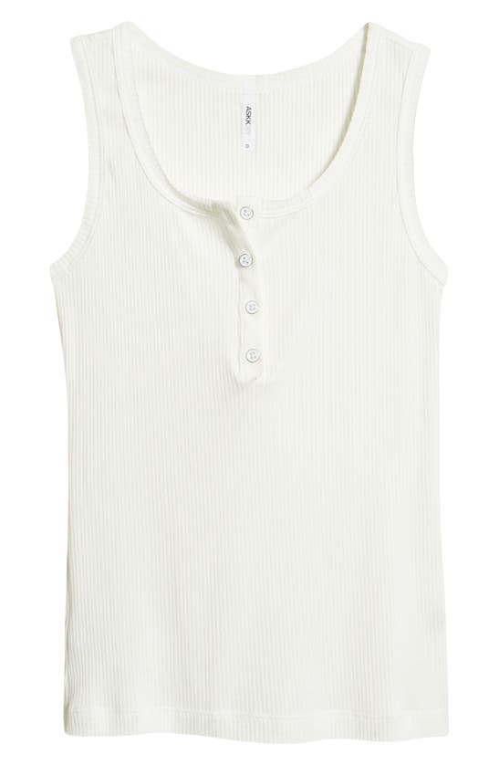 Askk Ny Rib Henley Tank In Ivory