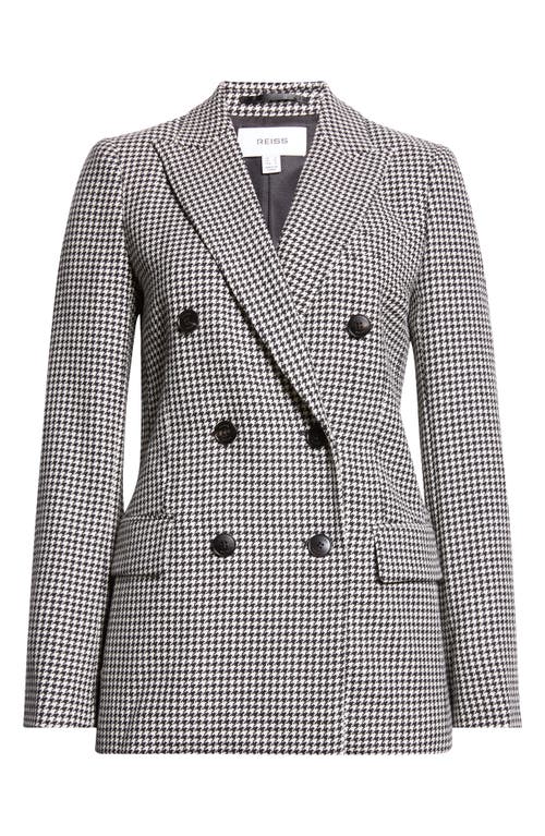 Shop Reiss Drew Double Breasted Wool Blazer In Black/white