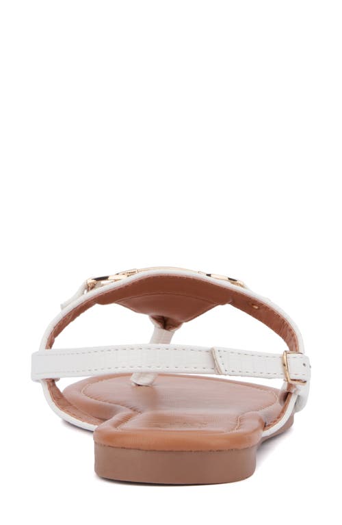 New York And Company Angelica Thong Sandal In White Lizard Print
