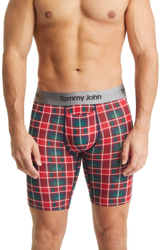 Tommy John Second Skin 8-inch Boxer Briefs In Haute Red Fireplace Plaid