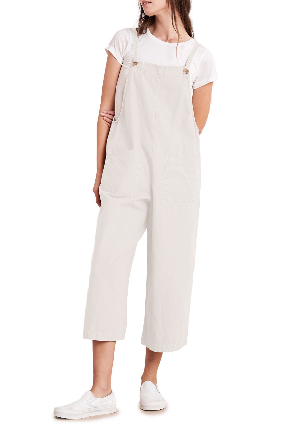 white wide leg overalls