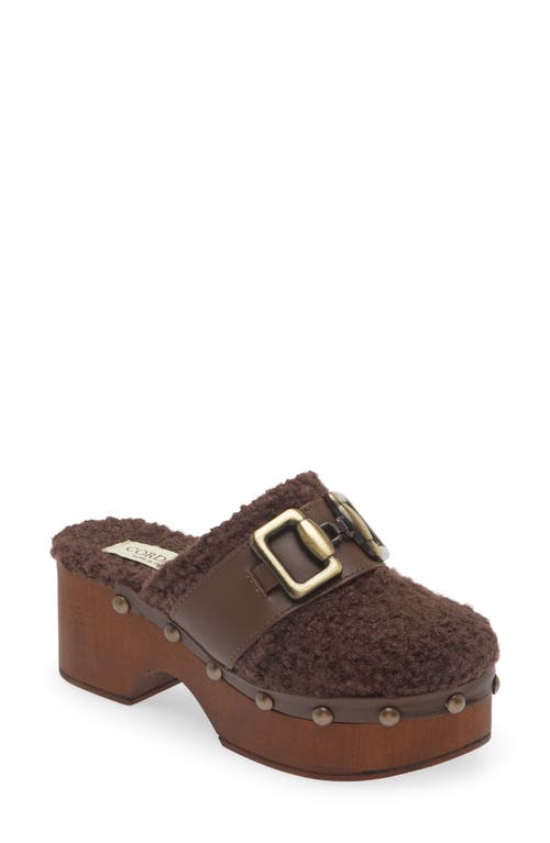 Cordani Winona Faux Shearling Platform Clog In Brown