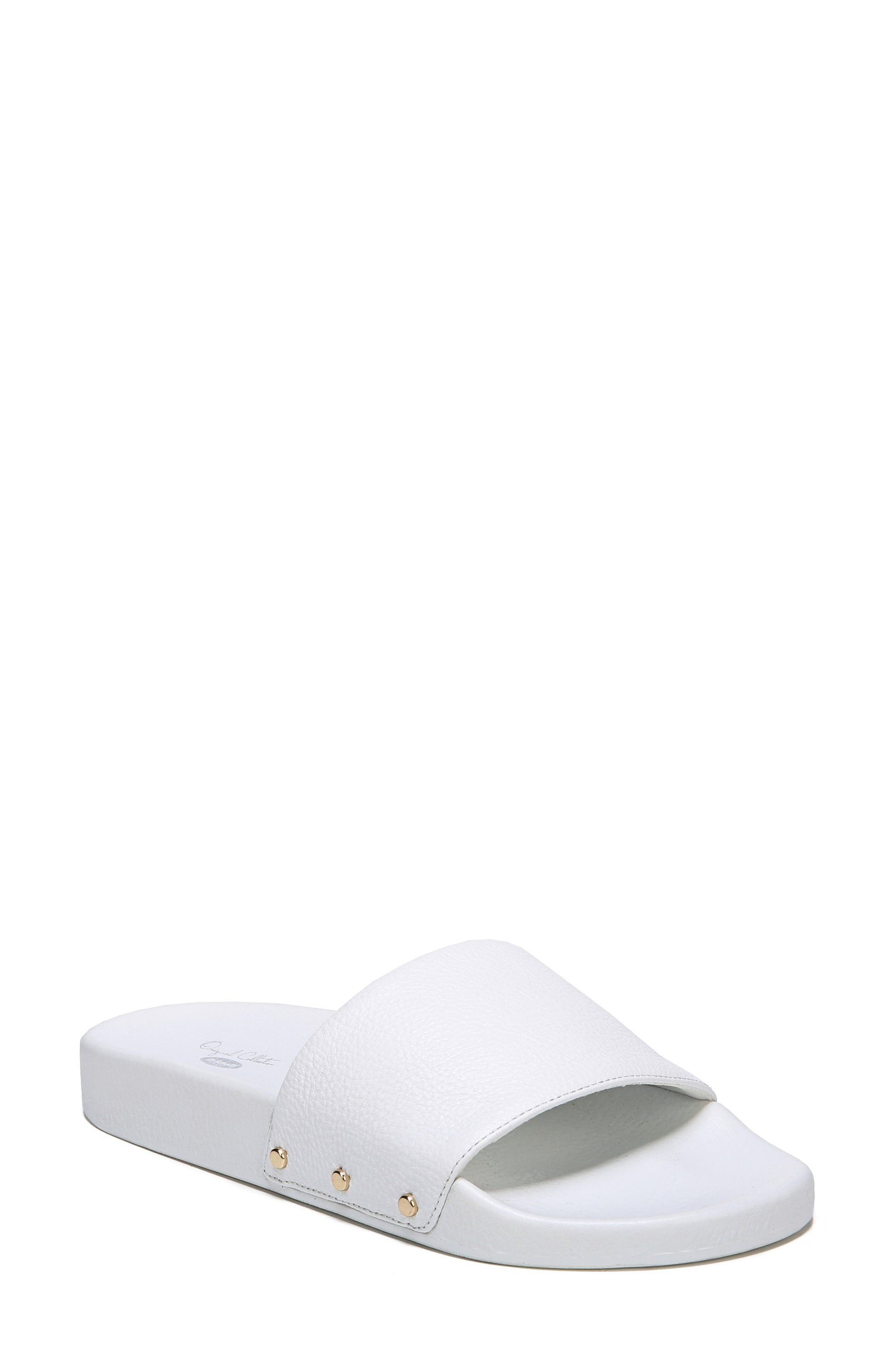 Dr. Scholl's Pisces Slide Sandal in White Leather