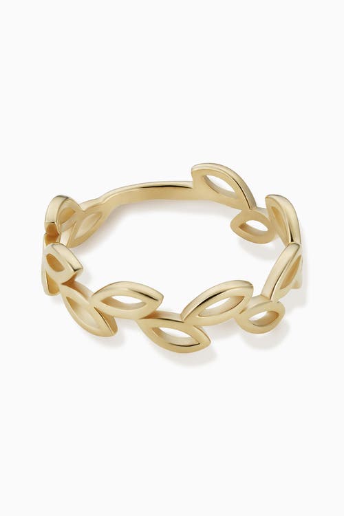 Shop Oradina 14k Gold Leaf Your Mark Ring In Yellow Gold