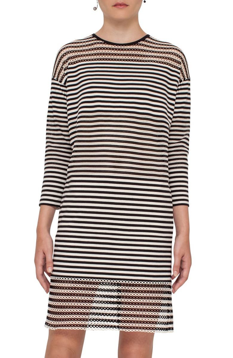 Akris punto Mesh Inset Stripe Stretch Cotton Dress | Nordstrom