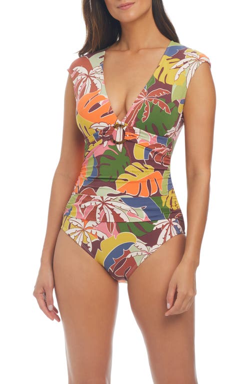 Rod Beattie Cap Sleeve One-Piece Swimsuit in Multi 