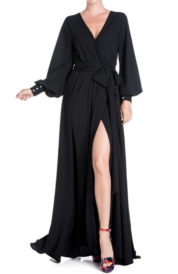 Meghan La Women's Venus Belted Maxi Dress In Black