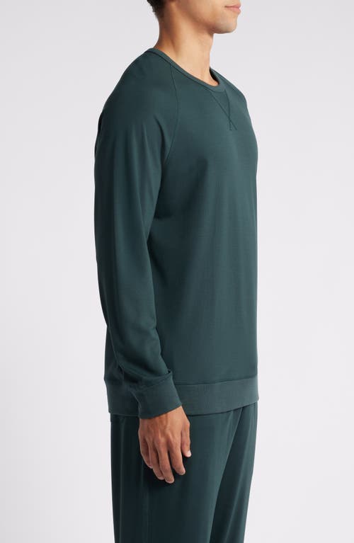 Shop Daniel Buchler Long Sleeve Rayon Blend Lounge T-shirt In Dark Petrol