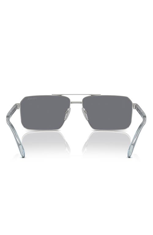 Shop Prada 61mm Rectangular Sunglasses In Silver