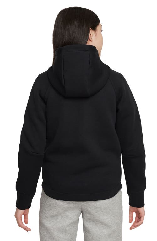 Shop Nike Kids' Tech Fleece Full Zip Hoodie In Black/black/black