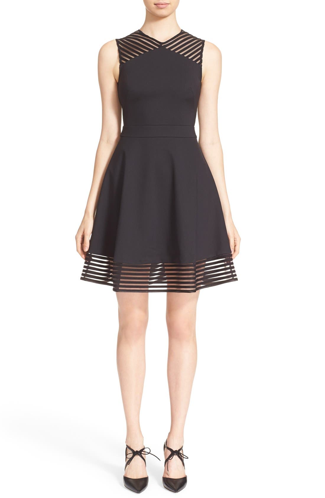 Ted Baker London 'Eleese' Mesh Detail Skater Dress Nordstrom