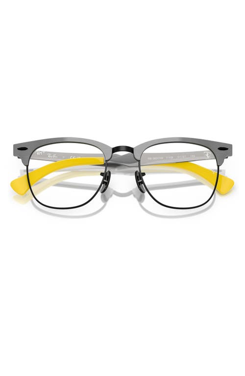 Ray Ban Ray-ban X Scuderia Ferrari 51mm Square Optical Glasses In Dark Grey/yellow
