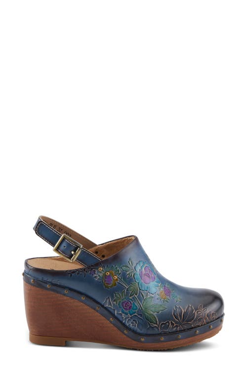 L'artiste By Spring Step Loveya Slingback Platform Wedge Clog In Blue
