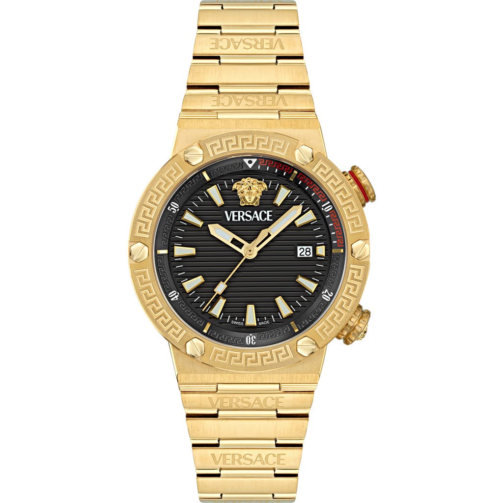 Versace Greca Logo Diver Bracelet Watch In Gold