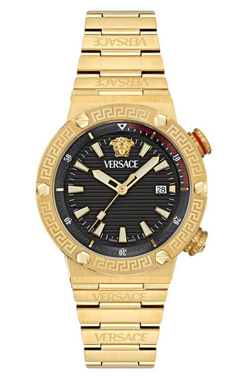 Shop Versace Greca Diver Bracelet Watch, 43mm In Ip Yellow Gold