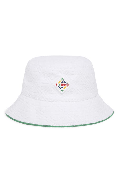 Casablanca Logo Patch Terry Bucket Hat in White Multi