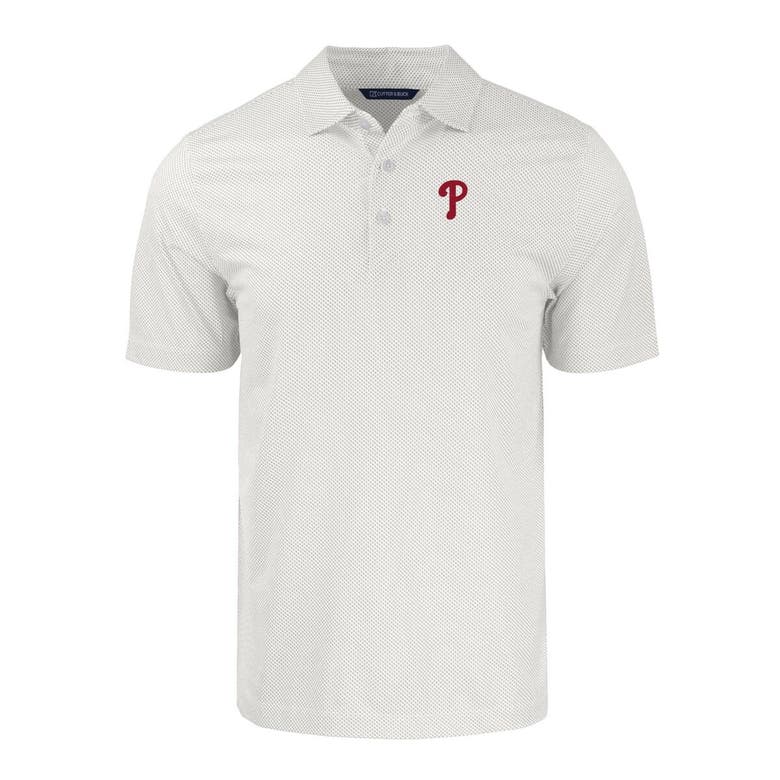 Shop Cutter & Buck Gray/white Philadelphia Phillies Pike Eco Symmetry Print Stretch Recycled Polo