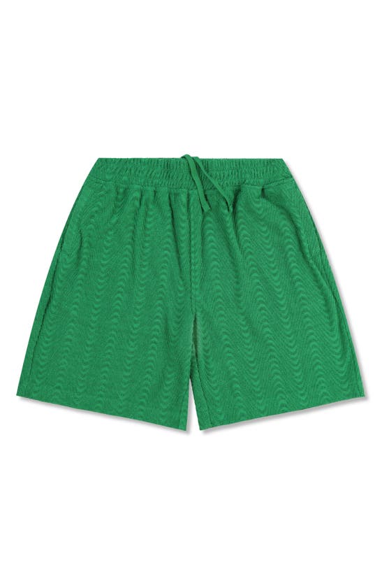 Shop Pleasures Zen Terry Cloth Drawstring Shorts In Green