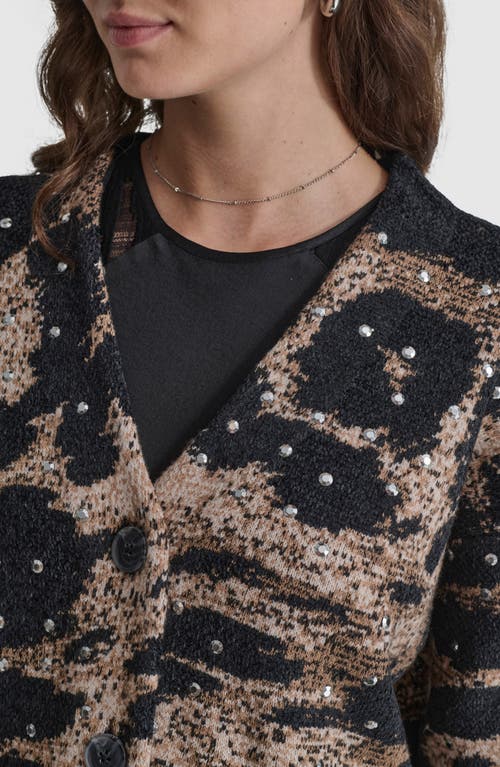 Shop Dkny Oversize Studded Sweater In Black/truffle