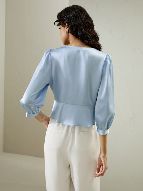 Shop Lilysilk X Sonia Fitted Retro Corset Silk Top In Blue