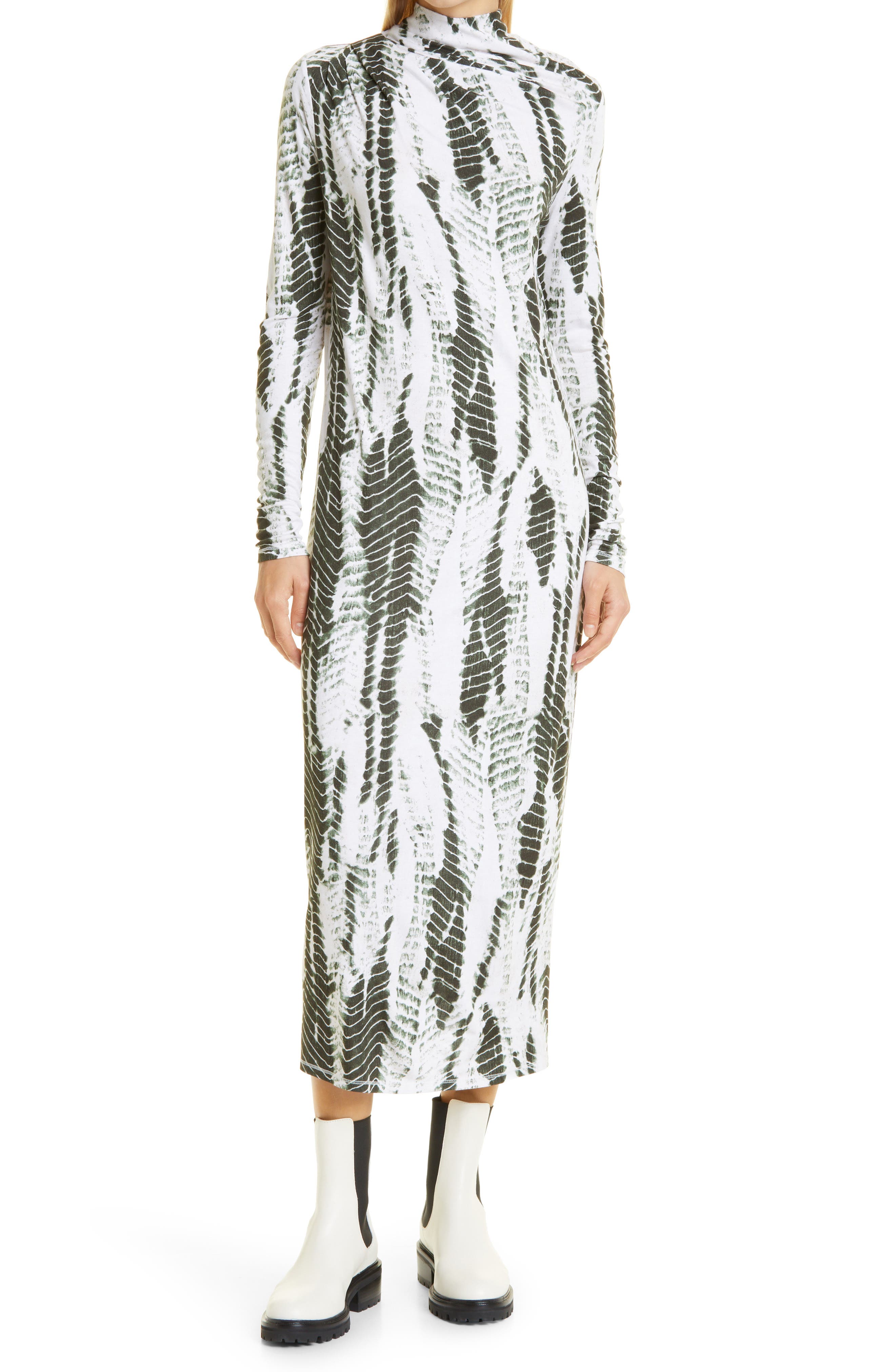 UPC 025500000084 product image for Ted Baker London Kyliea Print Long Sleeve Jersey Dress in Dark Green at Nordstro | upcitemdb.com