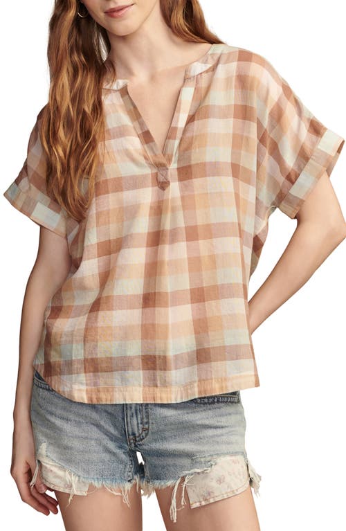 Shop Lucky Brand Stripe Dolman Sleeve Pullover Top In Brown Pink Plaid