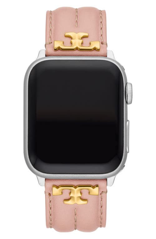 Shop Tory Burch Kira Leather Apple Watch® Watchband In Blush