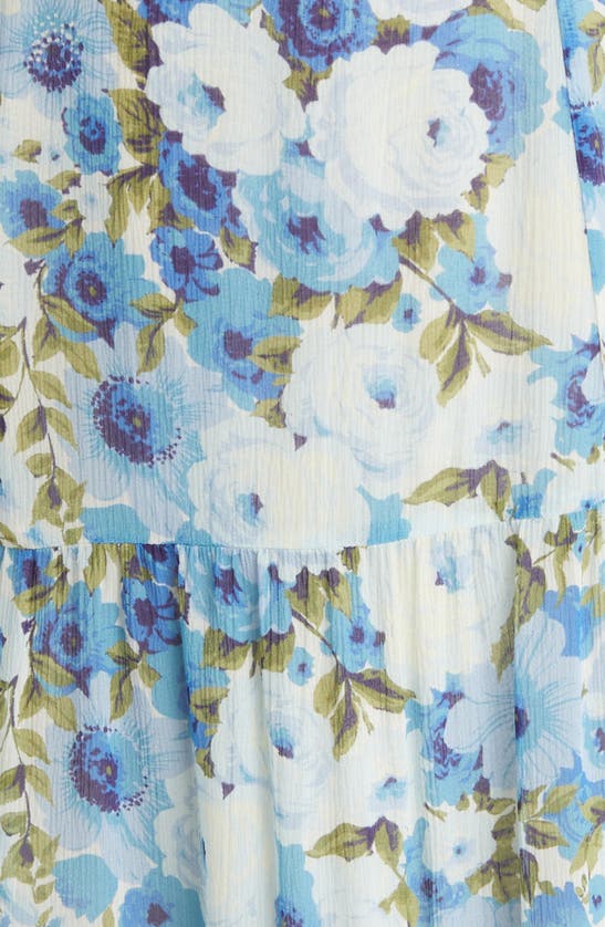 Shop Paige Carmelia Floral Cold Shoulder Silk Maxi Dress In French Blue Multi